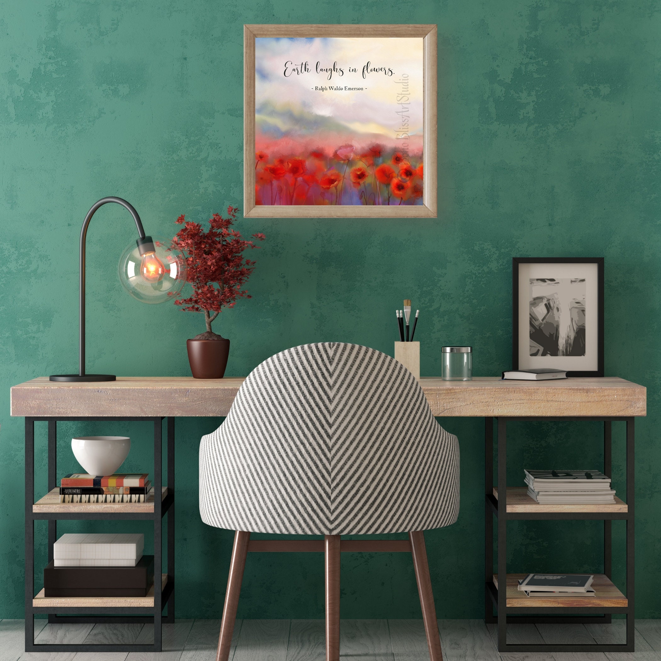 Ralph Waldo Emerson Quote Earth Laughs in Flowers - Printable Art ...