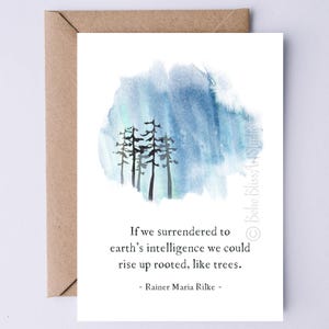 Rainer Maria Rilke quote afdrukbare kaart als we ons overgaven aan de intelligentie van de aarde DIGITALE natuurkaart Forest Bathing Tree Hugger Card