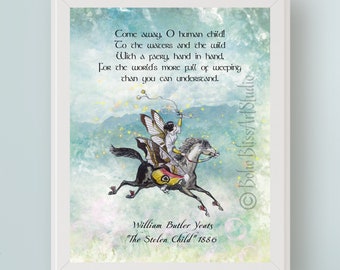 William Butler Yeats Poem Printable Art Come away, O human child! To the waters and the wild... Digital Art Print  WB Yeats Quote