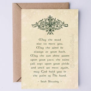Irischer Segen Printable Karte: Möge die Straße sich erheben, um dich zu treffen. Möge der Wind immer im Rücken sein. Irland Hochzeit Toast Instant Download