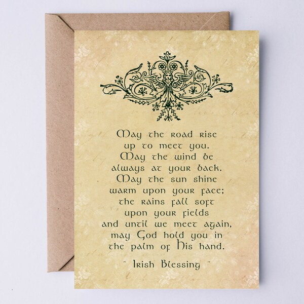 Irish Blessing Printable Card: May the road rise up to meet you. May the wind be always at your back. Ireland Wedding Toast Instant Download