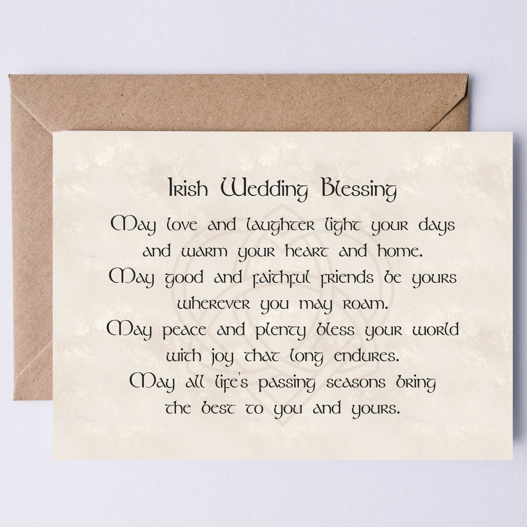 Irish Wedding Blessing Card Printable May Love &amp; Laughter Light Your ...