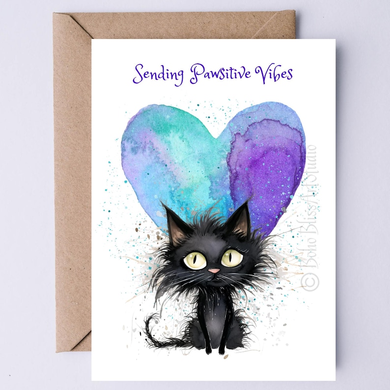 Pawsitive Card Cat Get Well Card PRINTABLE Cat Breakup Card Cat Divorce DIGITAL Card ...