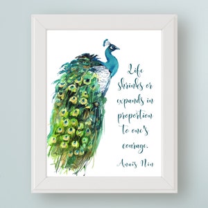 Anaïs Nin Quote Life Shrinks or Expands in Proportion to One's Courage DIGITAL Art PRINT Graduation Gift Empowering Quote PRINTABLE Art