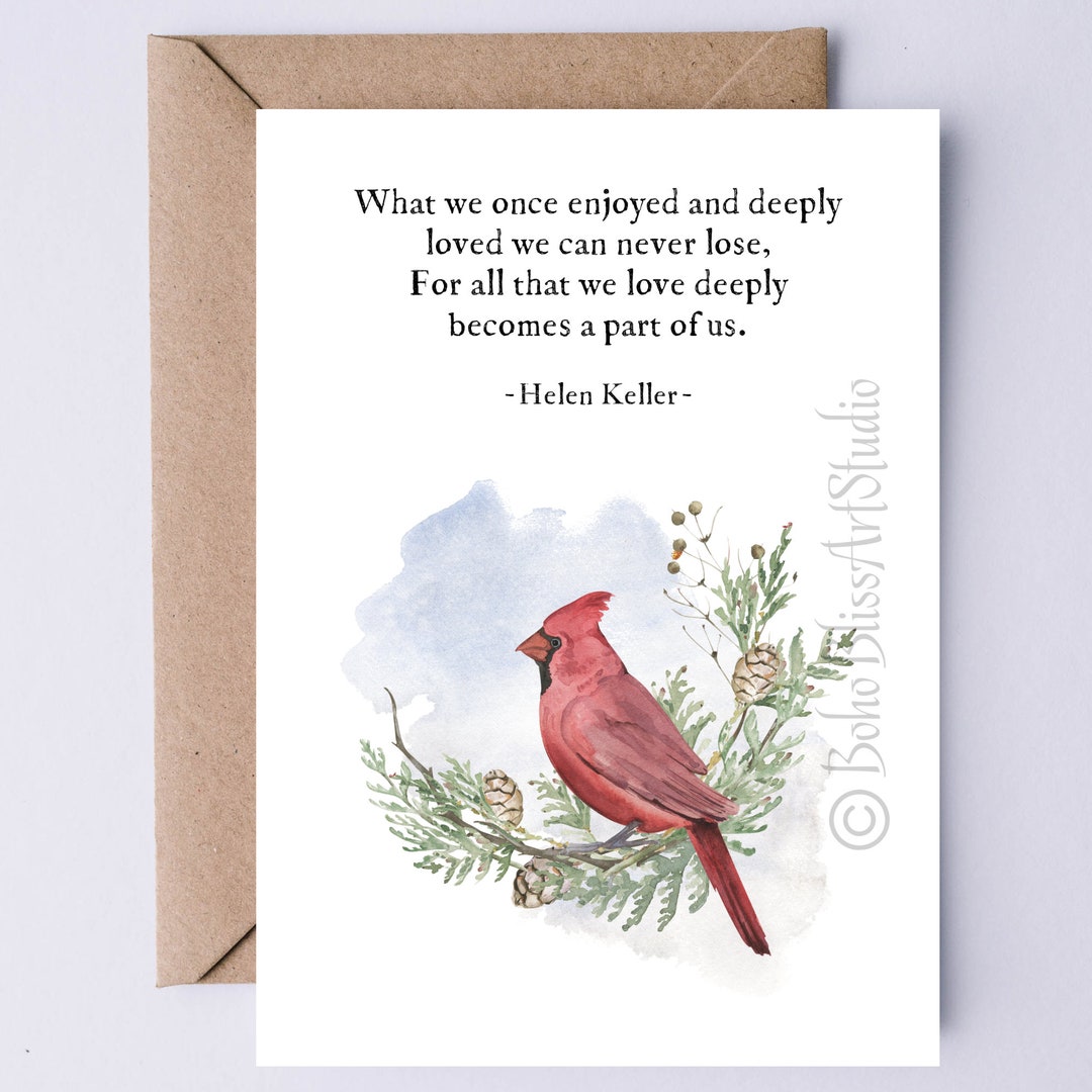 Helen Keller Quote PRINTABLE Sympathy Card What We Once Enjoyed and ...