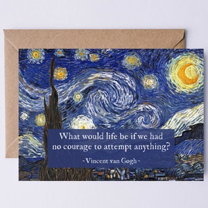 Citação de Vincent van Gogh O que seria da vida se não tivéssemos coragem de tentar nada? Cartão DIGITAL Citação de Empoderamento Cartão IMPRIMÍVEL Formatura