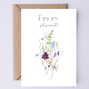 Carte numérique de retraite | Profitez de votre carte de retraite imprimable Fleurs sauvages de retraite