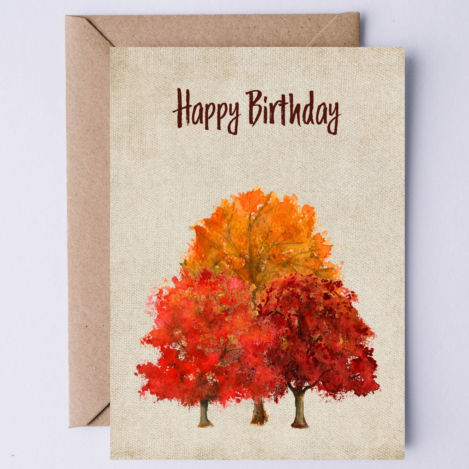 Fall Tree Scene Birthday Greeting Card: hand painted watercolor fall  landscape birthday card — Cafe Notes + Company