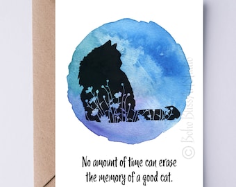Cat Sympathy Card Printable No Amount of Time can Erase the Memory of a Good Cat - Pet Loss Digital Greeting Card Cat Death Grief Notecard