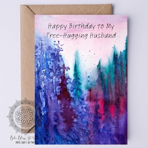 Husband Tree Hugger DIGITAL Birthday Card Husband Nature PRINTABLE Birthday Card Environmentalist Card to Print