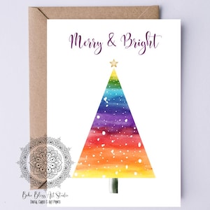 Carte de Noël LGBTQ NUMÉRIQUE Carte de sapin de Noël arc-en-ciel Carte de vœux imprimable LGBTQ à téléchargement immédiat