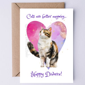 Tarjeta de divorcio de gato Tarjeta de felicitación de divorcio DIGITAL para ella Tarjeta de divorcio DIGITAL DIVERTIDA para IMPRIMIR Tarjeta de apoyo para el divorcio para amantes de los gatos Descarga instantánea