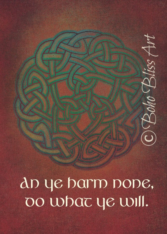 An Ye Harm None Do What Ye Will Quote Wall Art Wiccan Decor Etsy