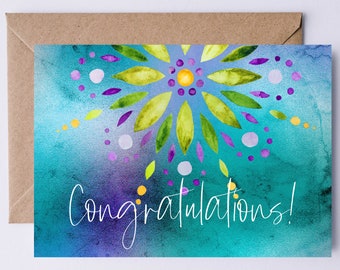 Congratulations Printable Graduation Card | Mandala Greeting Card for Graduates, Wedding, Engagement, New Home...