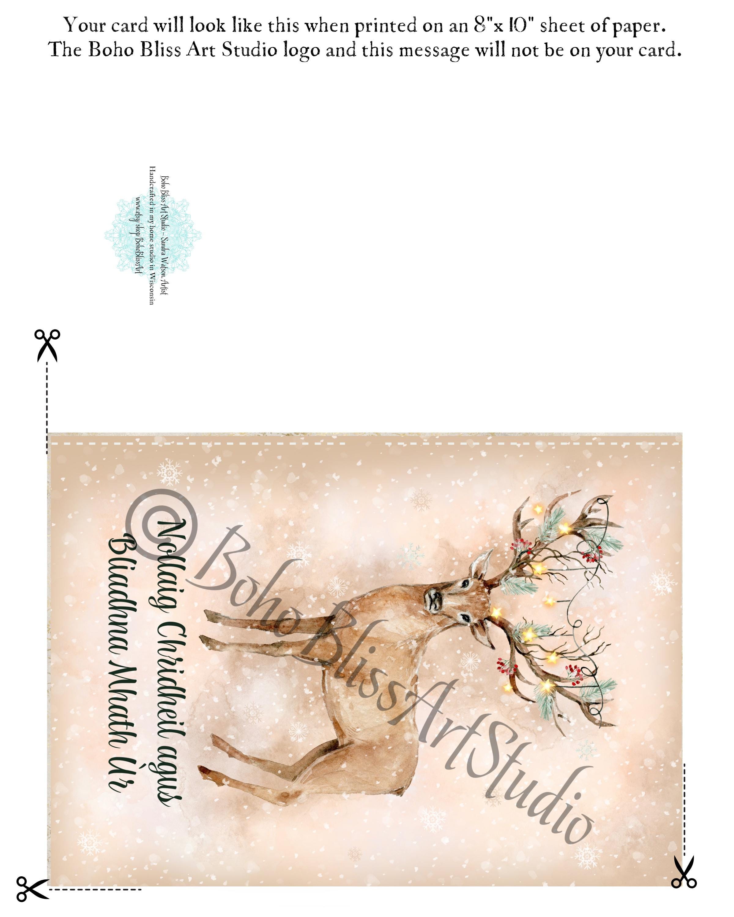 Schottisch-gälische Weihnachtskarte 'Cairt Nollaig' – 14 X 14 Cm, Recycelbar, Mit Umschlag, Handgefertigt In UK