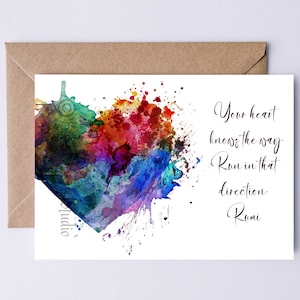Rumi Zitat Your Heart kennt den Weg DRUCKBARE Karte - Inspiration Zitat Digitale Karte - Bevollmächtigtes Zitat Starke Frauen Karte Abschlusskarte