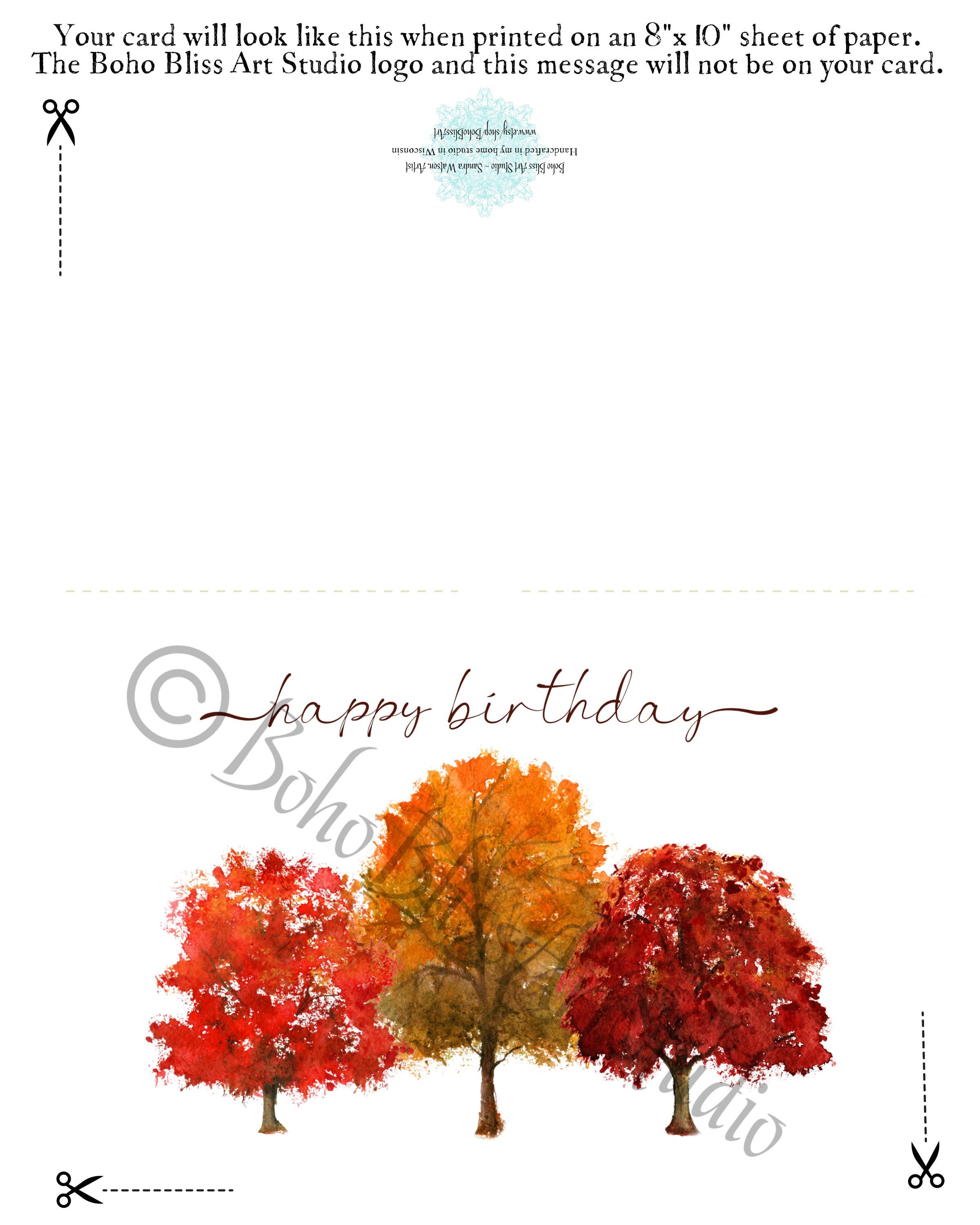 Tarjeta de cumpleaños de otoño Tarjeta de cumpleaños DIGITAL de otoño  Hermosos árboles de otoño Arte de acuarela Tarjeta de felicitación de feliz  cumpleaños descargable - Etsy México, image size:2400x3000