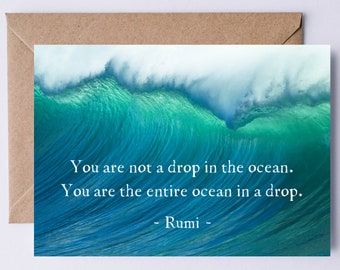 Rumi Quote Printable Card | You are not a drop in the ocean. You are the entire ocean in a drop. Empowering Self-Love Graduation Birthday