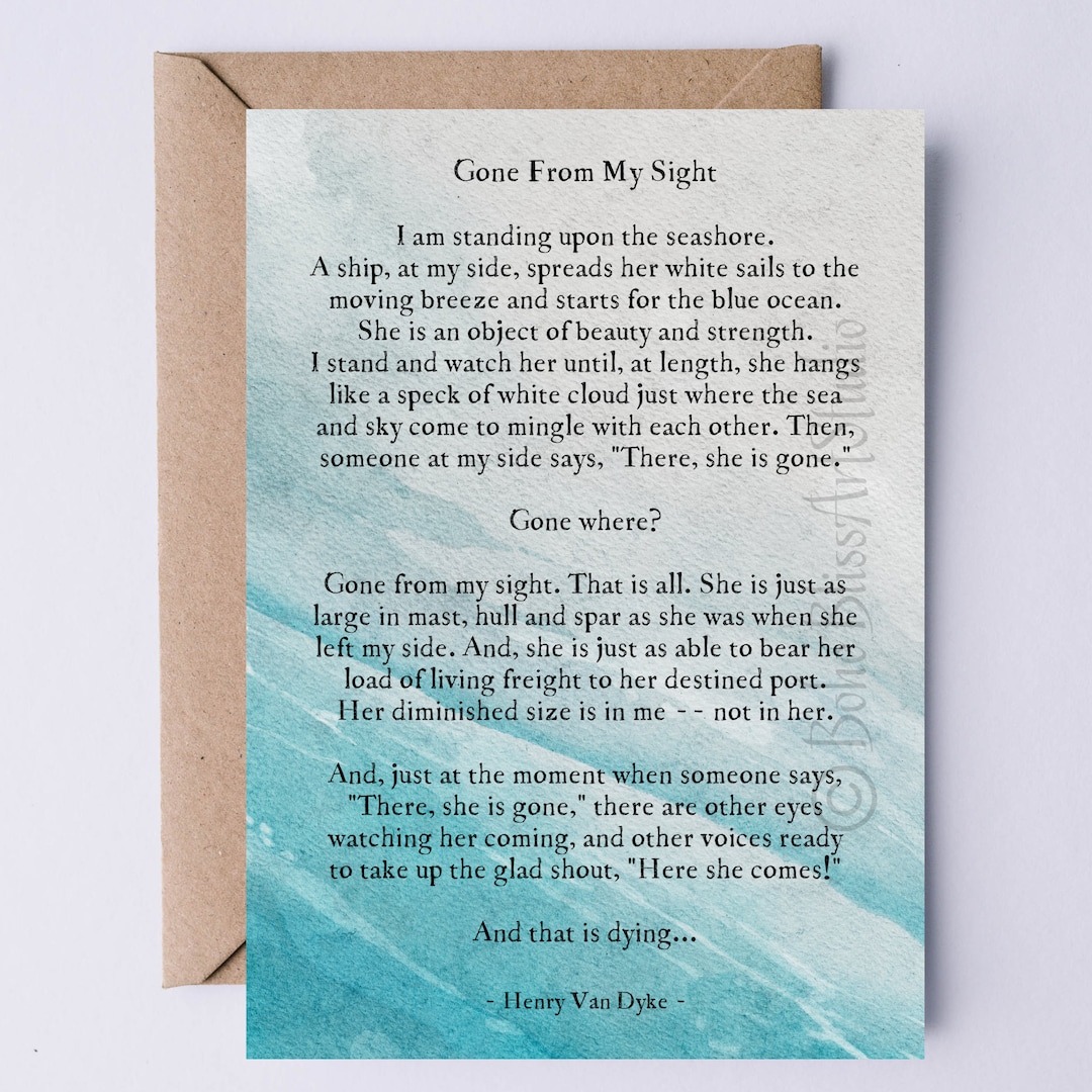 Sympathy Card Mother Wife Printable Sympathy Poem Gone From My Sight