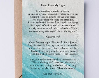 Sympathy Card Mother Wife - Printable Sympathy Poem Gone From My Sight Digital Condolence Card for Her Daughter Sister Grandmother