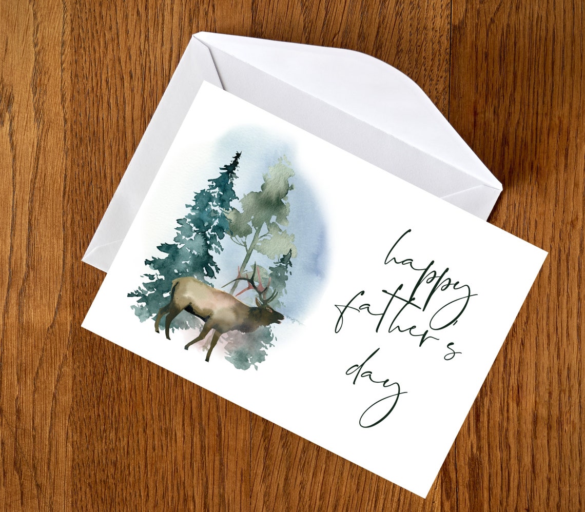 Happy Father's Day Printable Card Deer Nature Lover | Etsy