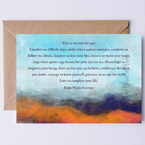Ralph Waldo Emerson Zitat Digitale Karte Dies ist mein Wunsch für Sie Karte Graduierung emotionale Unterstützung Geburtstag Genesung & Heilung druckbare Karte