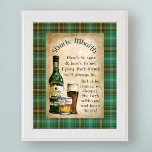 Irish Toast Printable Wall Art Slàinte Mhaith: Oto dla ciebie i dla mnie. Prezent dla miłośnika Irlandii | Zabawny wystrój domowego baru