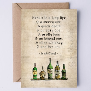 Carte imprimable Irish Toast Carte numérique de la Saint-Patrick pour une longue durée de vie et un joyeux anniversaire - Toast, père et fils, Irlande