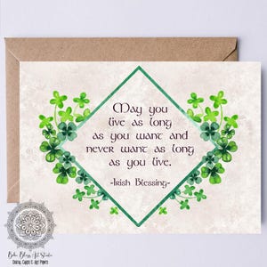 Bendición irlandesa Que vivas tanto como quieras... Tarjeta DIGITAL Tarjeta de boda irlandesa Tarjeta de cumpleaños IMPRIMIBLE irlandesa Tarjeta de aniversario de Irlanda