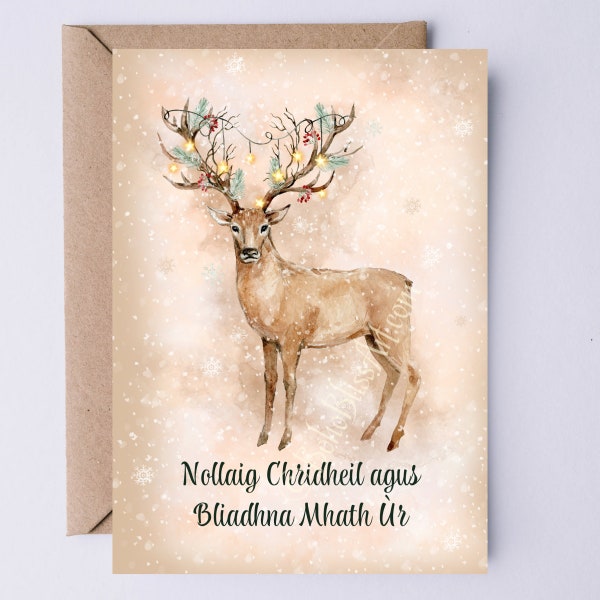 Nollaig Chridheil agus Bliadhna Mhath Ùr | Scottish Gaelic Merry Christmas & Happy New Year Printable Card | Scotland Lover Digital Card