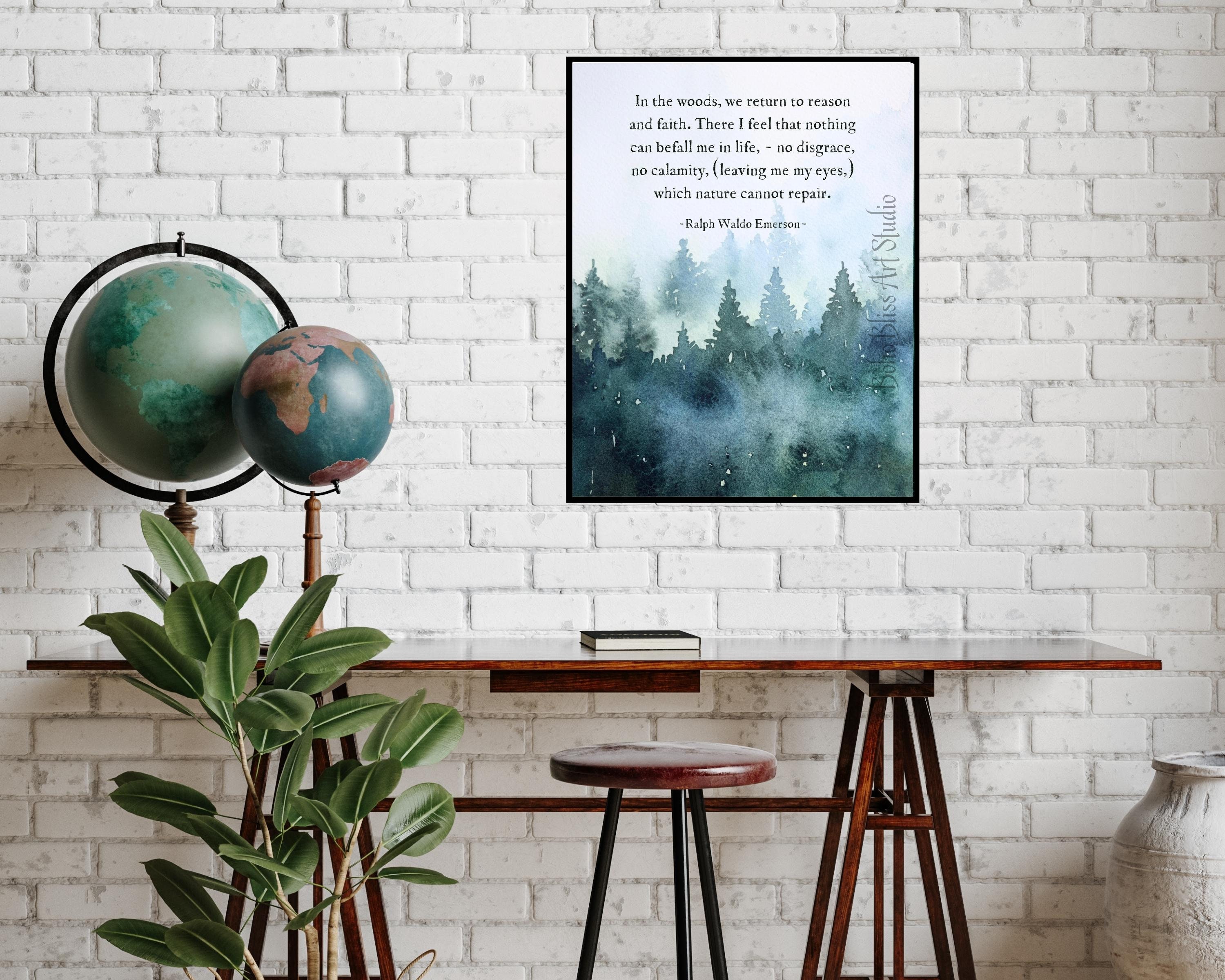 Ralph Waldo Emerson Quote Printable Wall Art in the Woods We Return to ...