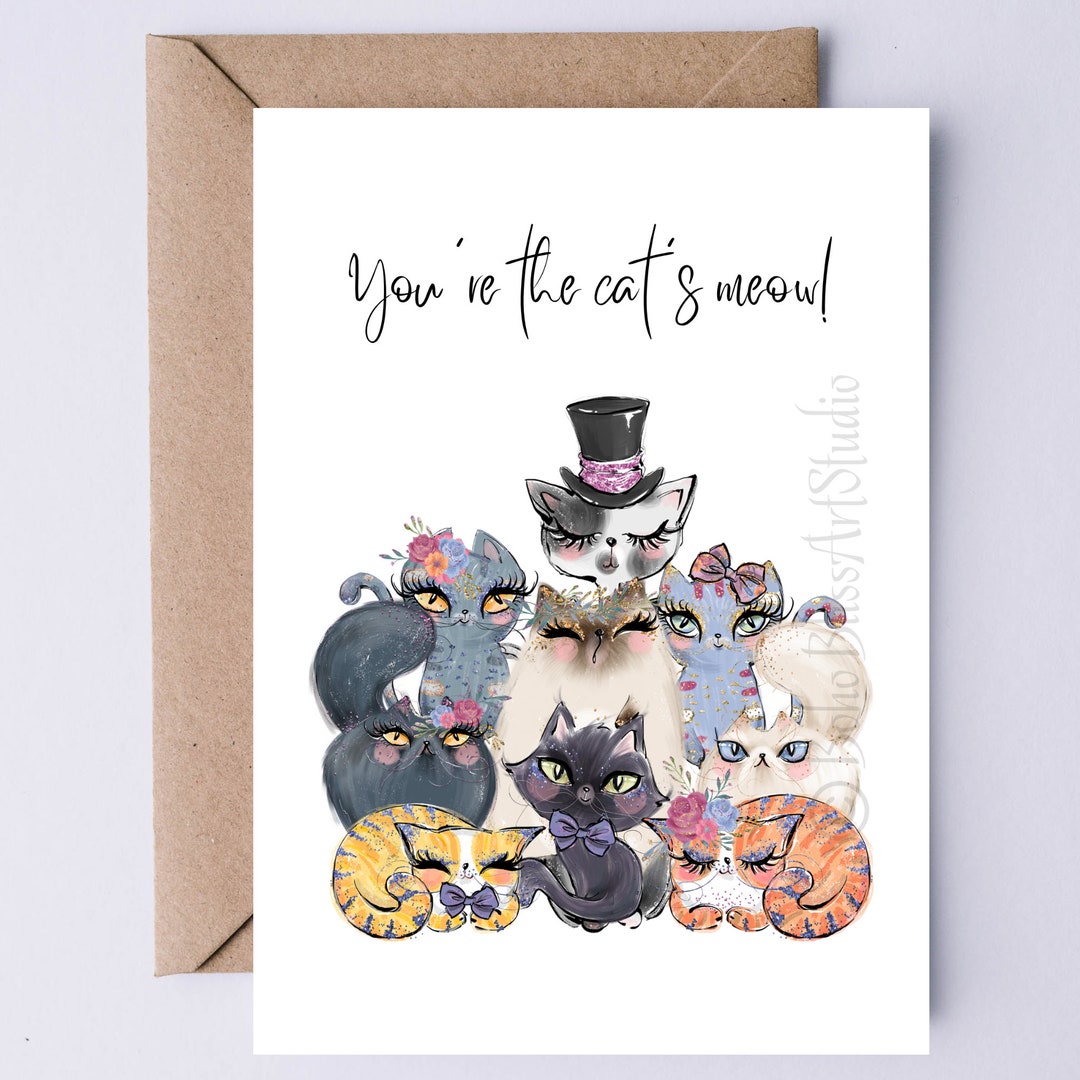 PRINTABLE Cat Thank You Card Cat Quote You're the Cat's Meow Digital ...