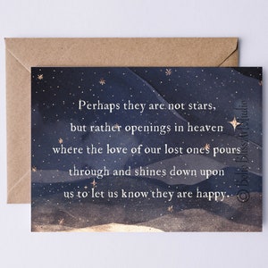 Ce ne sont peut-être pas des étoiles, mais plutôt des ouvertures dans le ciel Proverbe inuit carte de sympathie - Carte de condoléances à imprimer pour le deuil
