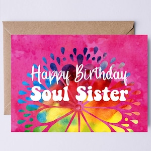 Soul Sister-verjaardagskaart om Mandala Art af te drukken DIGITALE verjaardagskaart beste vriend Happy Birthday Soul Sister AFDRUKBARE kaart direct downloaden