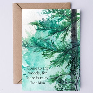 Venha para a floresta para aqui é descanso Citação de John Muir Cartão IMPRIMÍVEL Cartão DIGITAL da natureza Recuperação Cura Aposentadoria Fique bem Banho na floresta