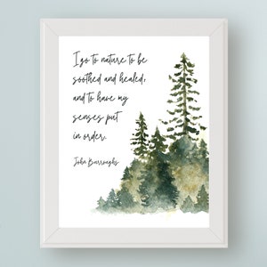 John Burroughs Quote I go to nature to be soothed & healed.. DIGITAL ART Tree Hugger PRINTABLE Art Environmentalist Wall Decor