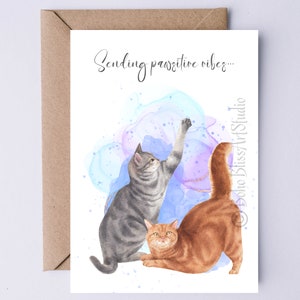 Cartão DIGITAL Pawsitive Vibes - Cartão Cat para imprimir Apoio Emocional Simpatia Divórcio Cura Energia Perda de Trabalho Recuperação de Dependência