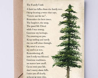 A Fallen Limb Poem Sympathy Card DIGITAL Condolence Card PRINTABLE Sympathy Card In Memory of Card for Mother Father