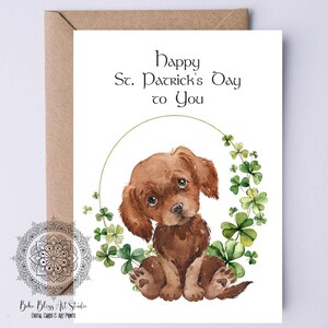 Carte numérique de la Saint-Patrick Border Collie pour les amoureux des chiens, carte imprimable de la Saint-Patrick, Saint-Patrick, carte irlandaise