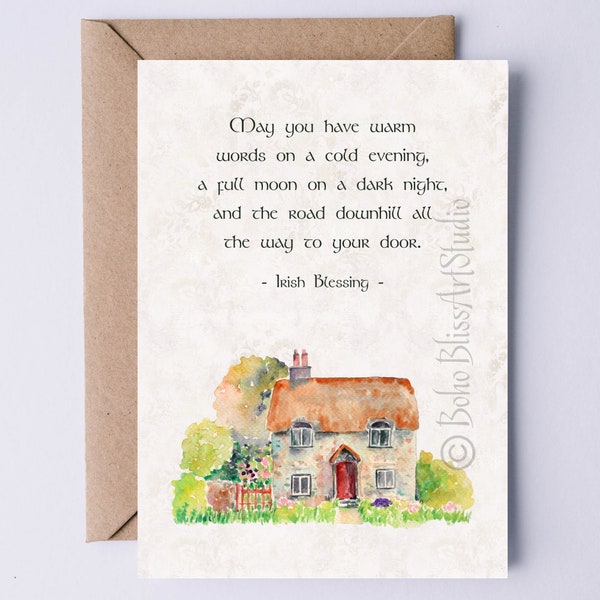 DIGITAL CARD Irish Blessing May You Have Warm Words on a Cold Evening - Printable Irish Wedding Card - Ireland Greeting Card Irish Notecard