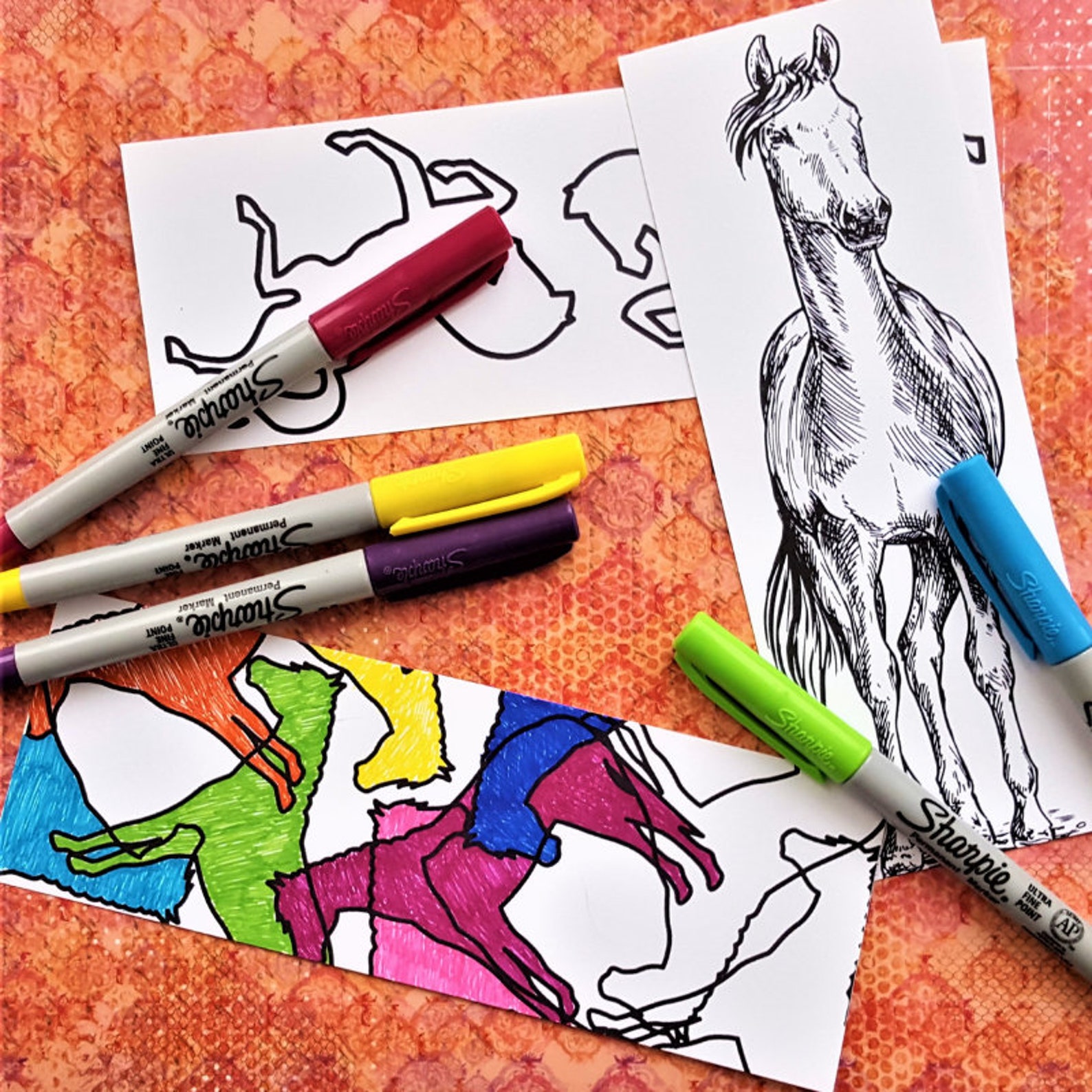 Horse Lover Bookmarks to Color 2 Printable Sheets of 6 Total Fun
