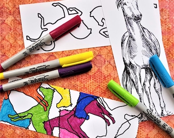 Horse Lover Bookmarks to Color! 2 Printable Sheets of 6 Total Fun Bookmarks to DIY | Print, Color, Keep or Gift! Instant Download|