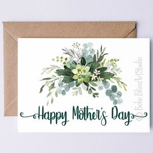 Carte numérique succulente fête des mères pour amoureux des plantes, bonne fête des mères, carte IMPRIMABLE pour maman, épouse, grand-mère, tante, soeur petite amie