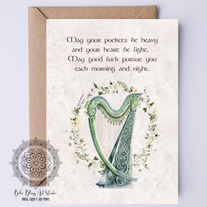 Que tus bolsillos estén pesados y tu corazón ligero Tarjeta de bendición irlandesa DIGITAL Tarjeta de brindis irlandés IMPRIMIBLE Tarjeta de boda irlandesa