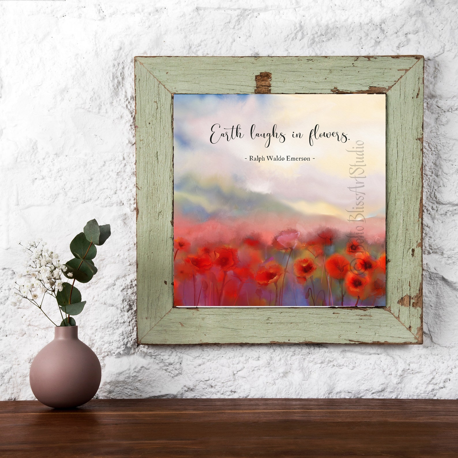 Ralph Waldo Emerson Quote Earth Laughs in Flowers - Printable Art ...