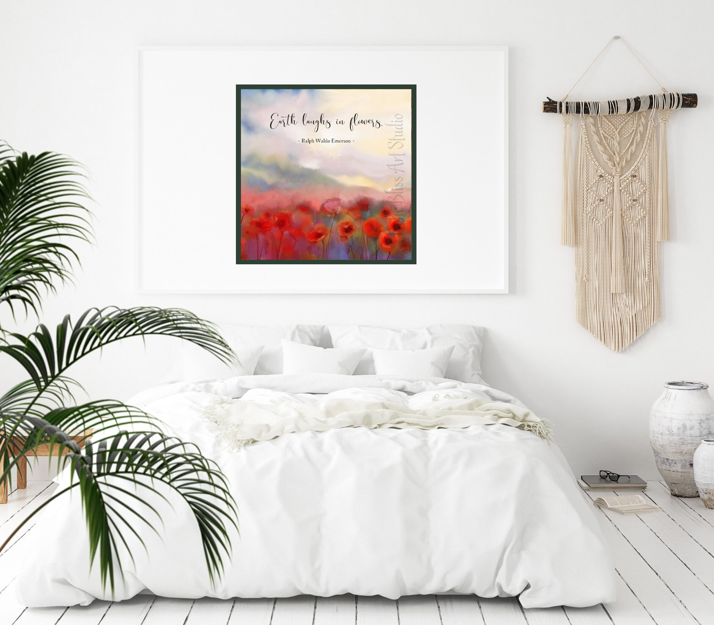 Ralph Waldo Emerson Quote Earth Laughs in Flowers - Printable Art ...