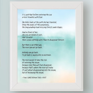 Fear Kahlil Gibran Poem On dit qu'avant d'entrer dans la mer... Impression d'art NUMÉRIQUE Citation inspirante Autonomisation Art mural IMPRIMABLE