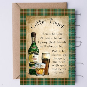 Celtic Toast DIGITALE Carta Festa del papà irlandese Carta STAMPABILE Ecco a te e Ecco a me Divertente carta Irlanda Carta di pensionamento Irish Toast
