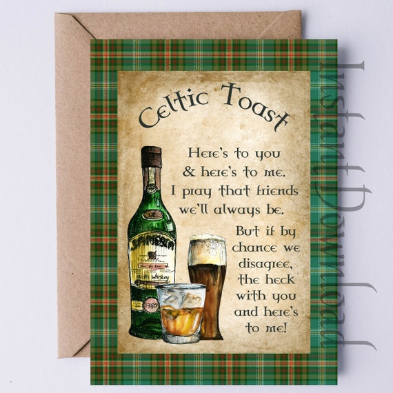 Celtic Toast Printable Card Here's to You & Here's to Etsy