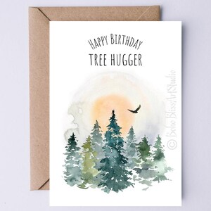 Carte d'anniversaire nature Carte d'anniversaire NUMÉRIQUE Tree Hugger Carte environnementale imprimable pour mère père femme mari grand-père téléchargement immédiat